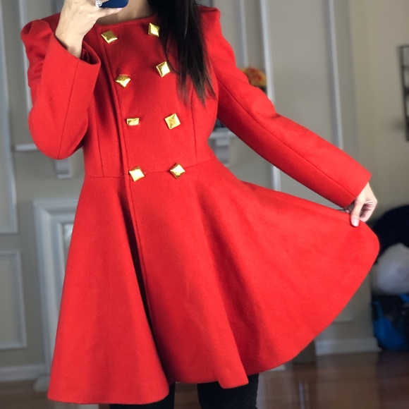 dabuwawa Jackets & Blazers - Dabuwawa Swing Double Breasted Red Pea Coat, M